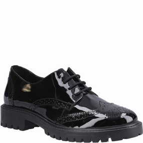 Hush Puppies Athena Patent XL Senior School Shoes Brown Brogues Size 9