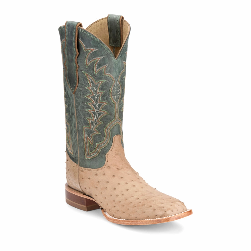 Chisolm 13 Inch Full Quill Ostrich Square Toe Cowboy Boots Plus Size High Boots