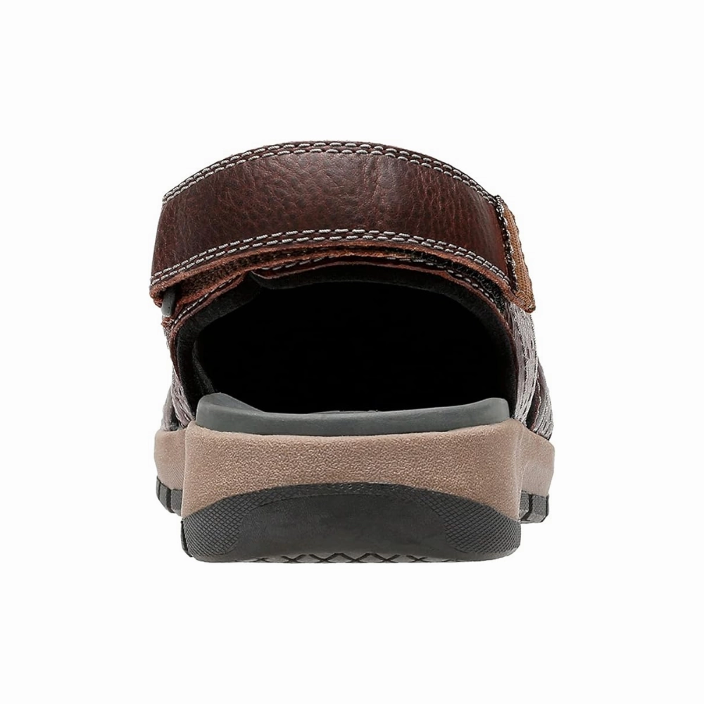 Clarks Brixby Cove Dark Brown Leather Sandal (Men's) Sunflower Sandals