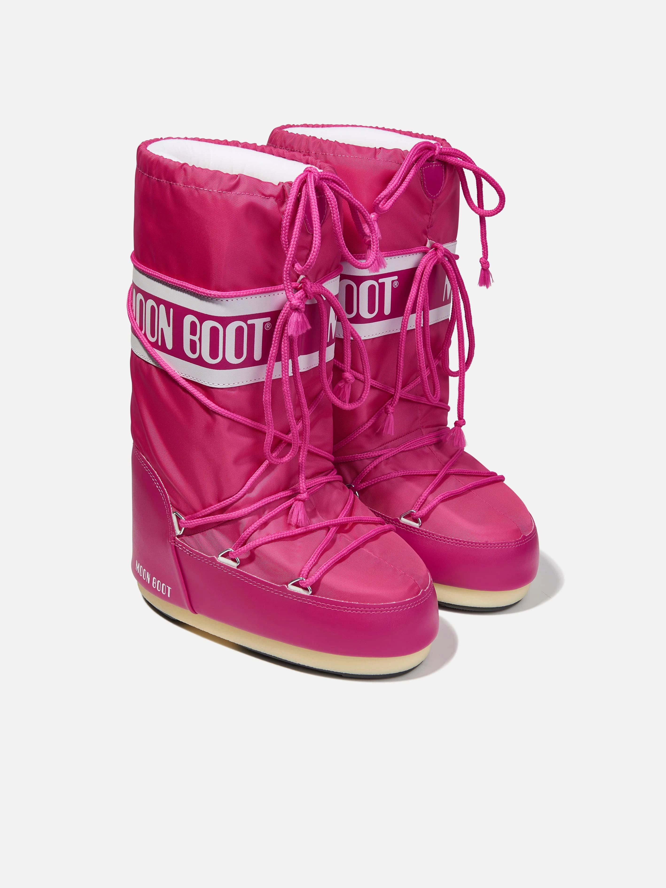 Moon Boot Girls Icon Nylon Snow Boots in Pink Vans Mte Snow Boots