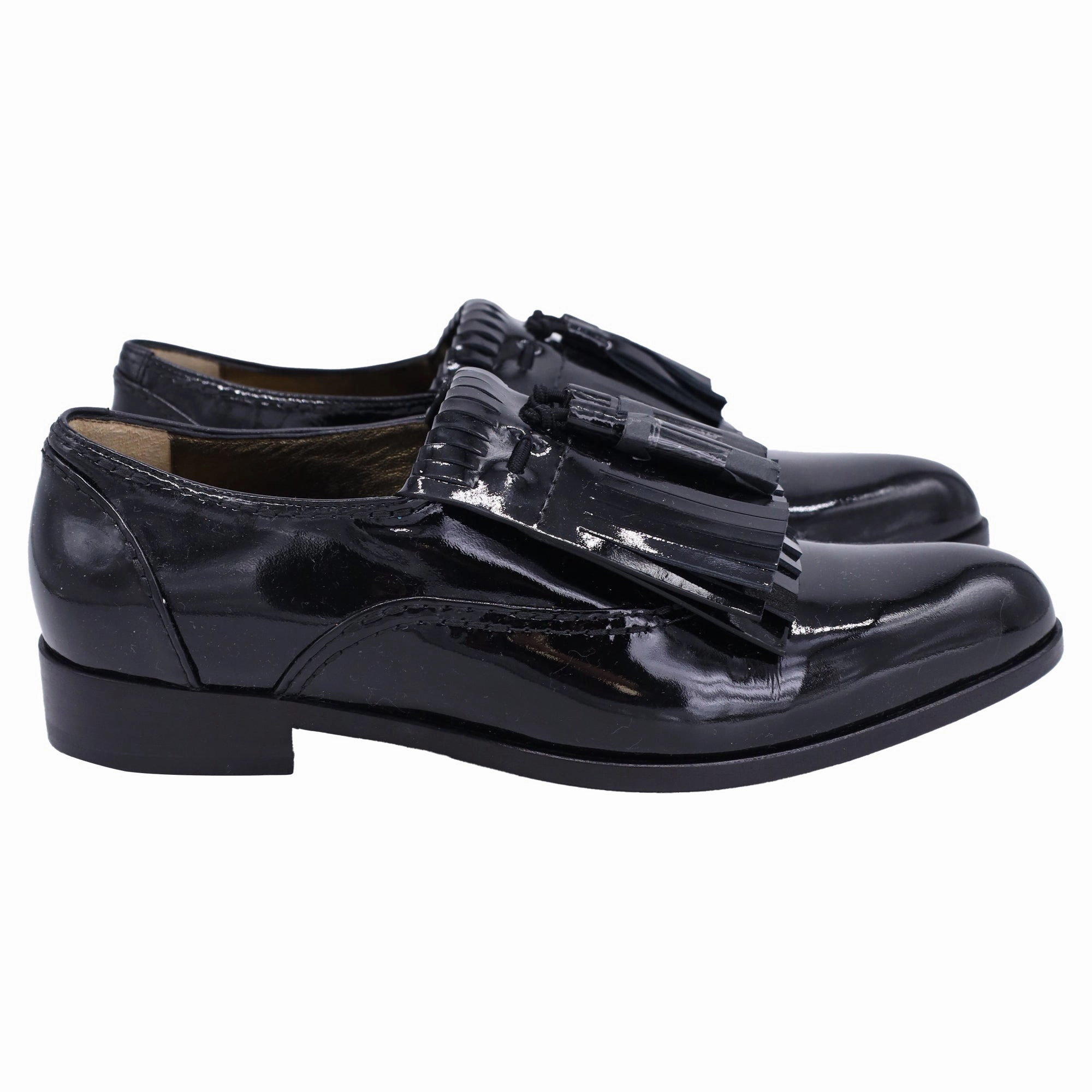 Lanvin Mila Tassel Fringe Loafers in Black Patent Leather Manolo Loafers