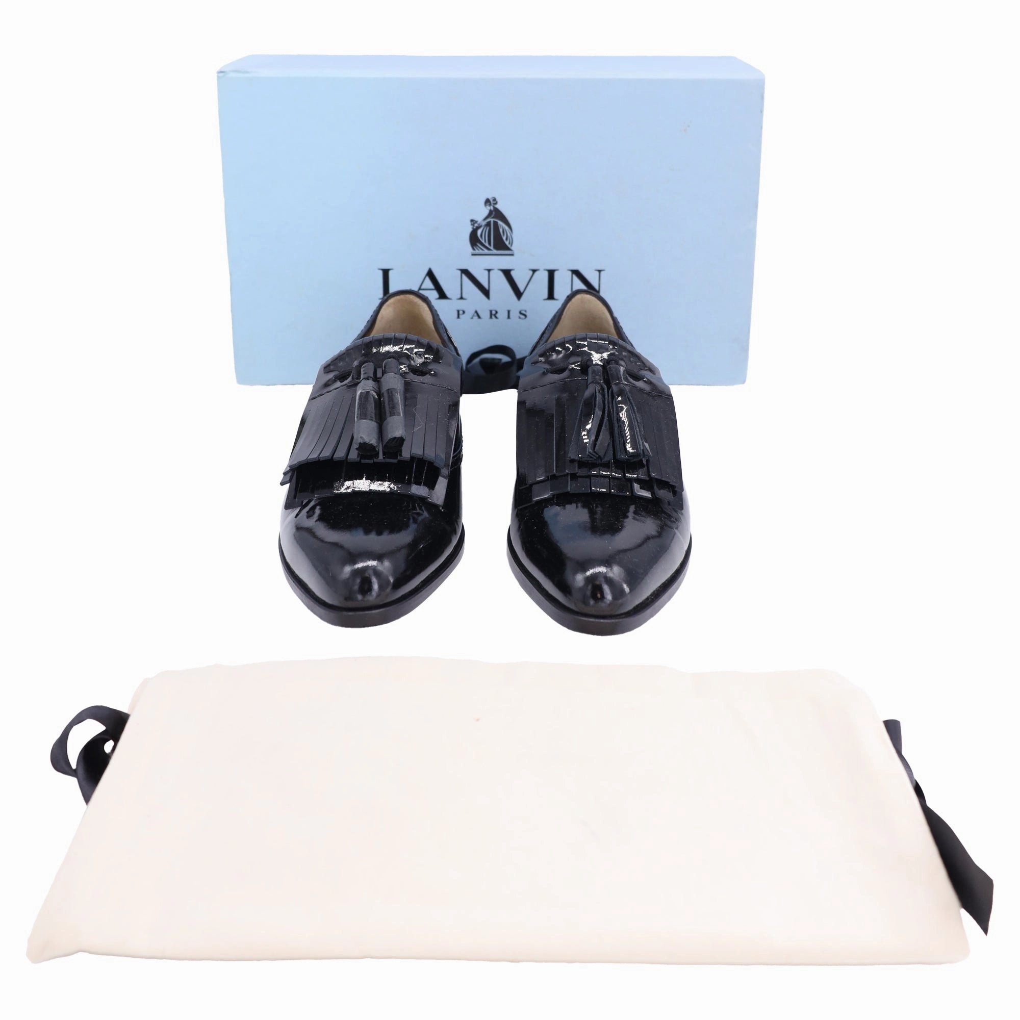 Adrian Bex Smooth Leather Tassel Loafers Lanvin Mila Tassel Fringe Loafers in Black Patent Leather