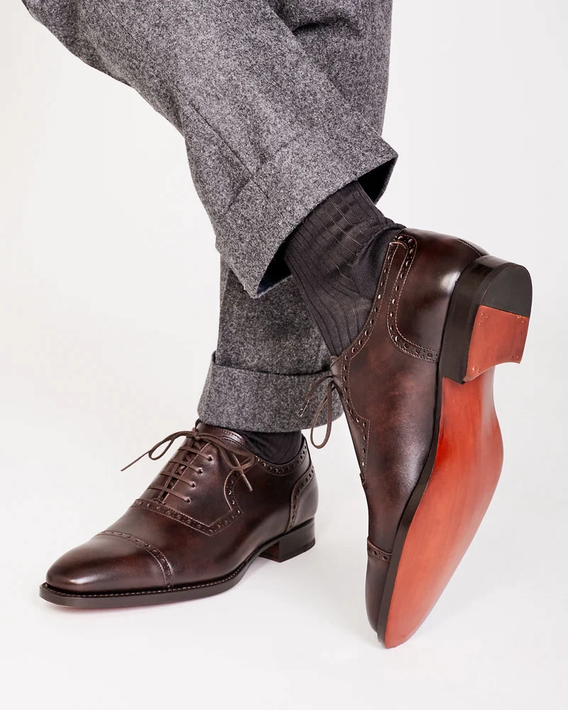 Museum Brown Cap Toe Brogue Oxford Shoe Wingtip Oxford