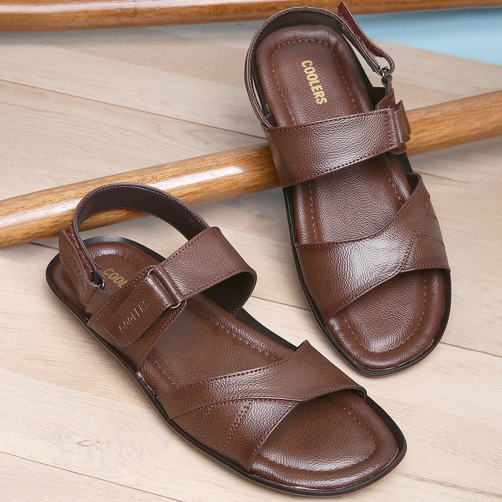 Coolers Formal Brown Sandals For Men LAF-202N By Liberty Studded Sandals