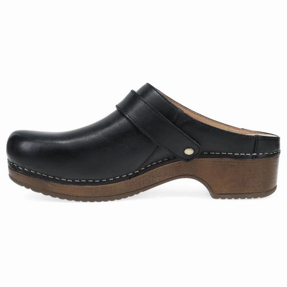 Dansko Baylor Black Calf Leather Mule (Women's) Clogs Suede Taupe