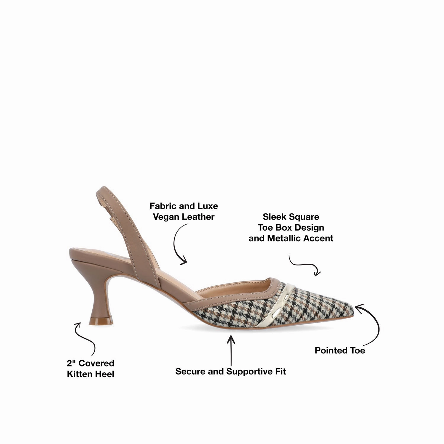 Wedge High Heel NELLIA TWEED SLINGBACK KITTEN HEELS IN WIDE