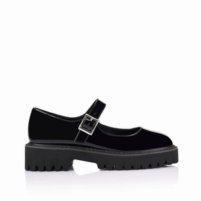 Nero Chunky Mary Jane Loafers - Black Patent Patent