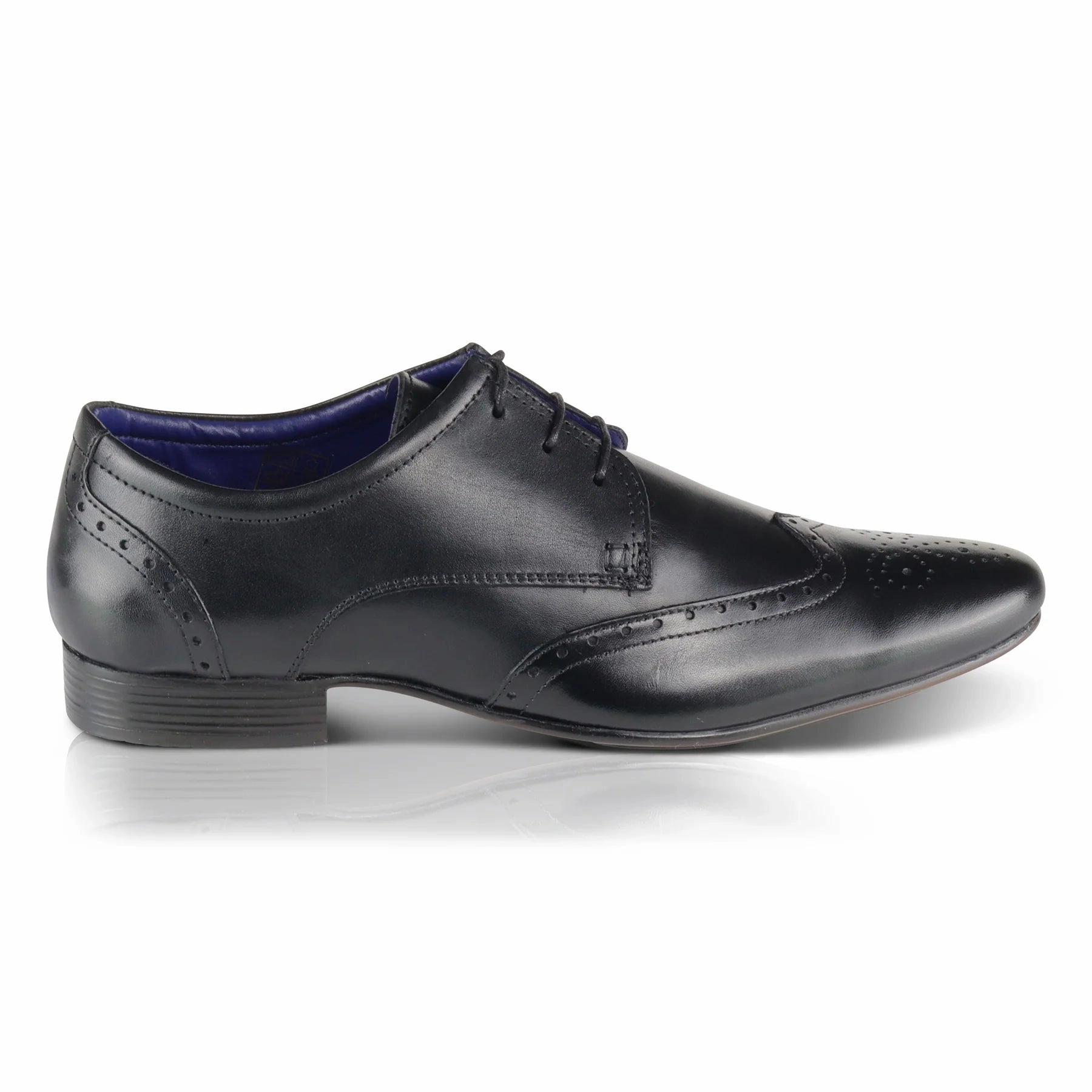 Brogues With Skirts Fleet Leather Smart Formal Leather Brogue Shoes - Black