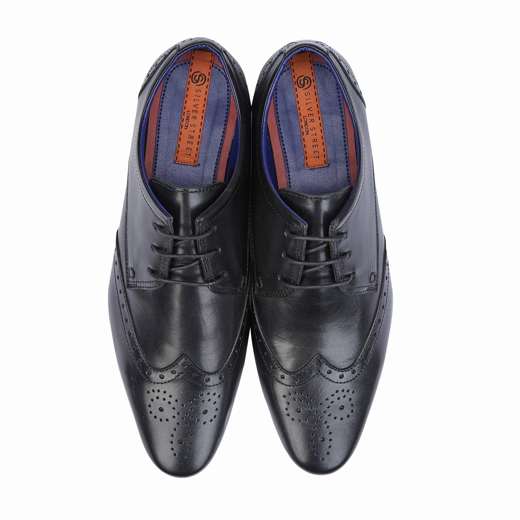 Burwood Brogues Fleet Leather Smart Formal Leather Brogue Shoes - Black