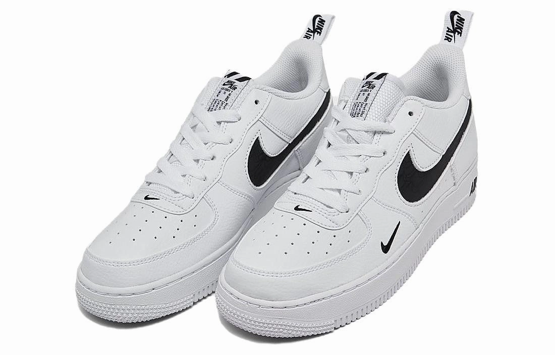 Nike Air Force 1 LV8 FV7020-100 Sneaker Kid  White Black Leather Casual Shoes Self Tying Shoes By Nike