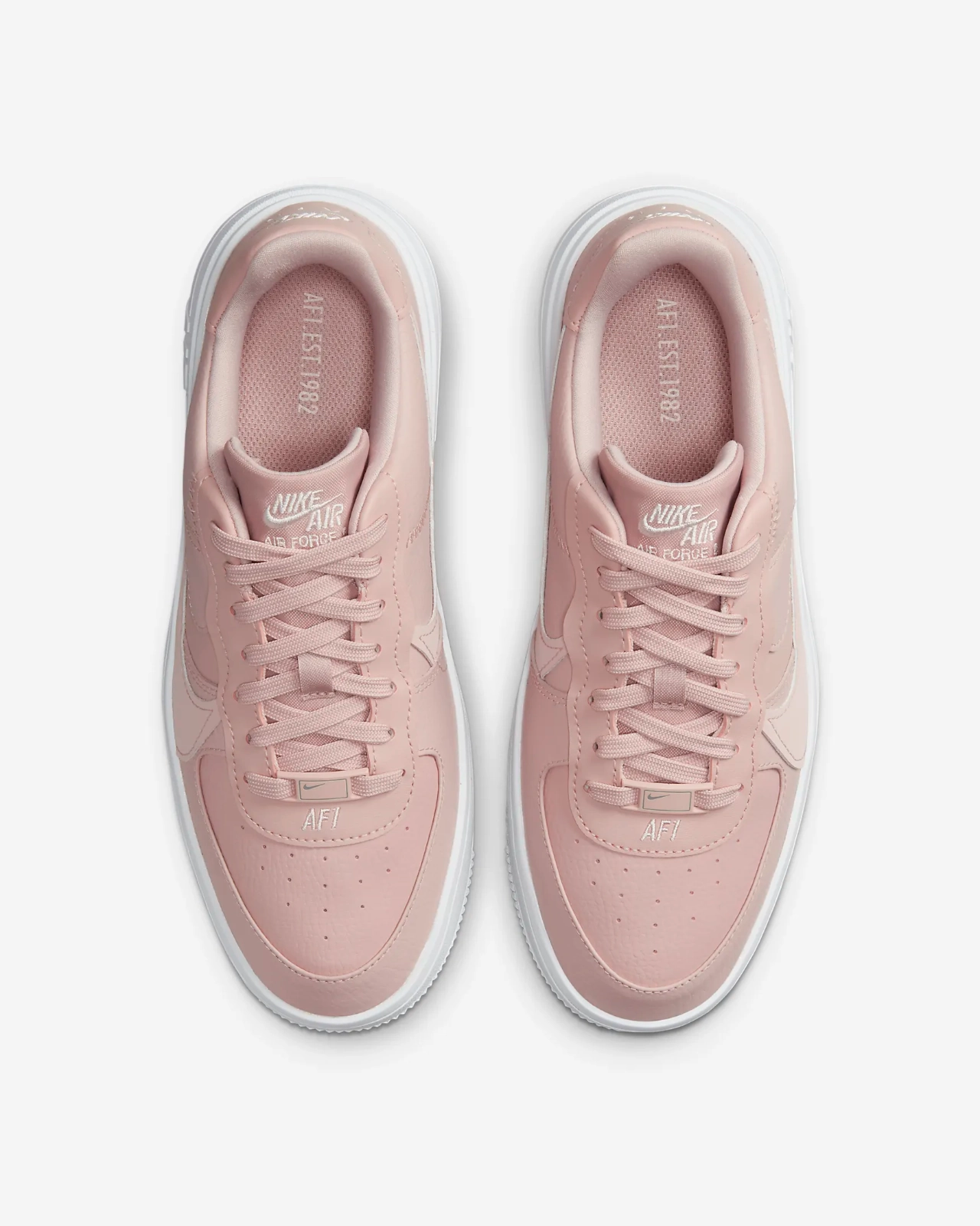 Nike Air Force 1 PLT.AF.ORM DJ9946-602 Women's Pink White Leather Shoes HAM188 Popular Nike Shoes