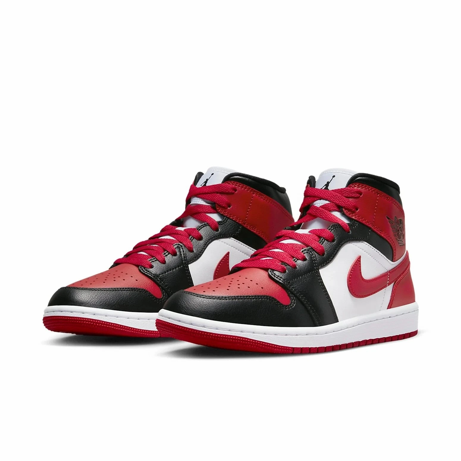 Nike Air Jordan 1 Mid "Bred Toe" BQ6472-079 Women's Red Black Lifestyle Shoes Customize Nike Shoes Air Max