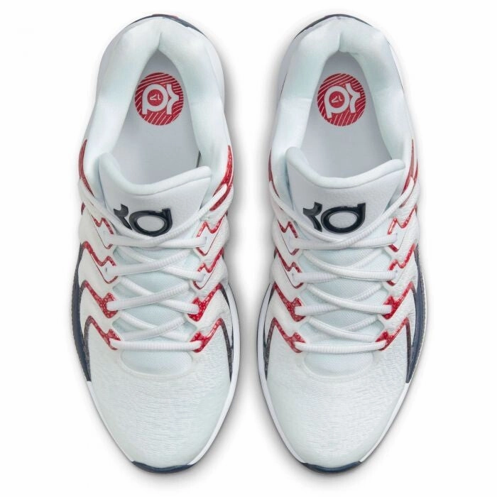 Nike Little Kids Shoes Nike KD 17 USA FJ9487-101 Sneaker Men White Obsidian Red Basketball Shoes FD1111 (White,10.5)