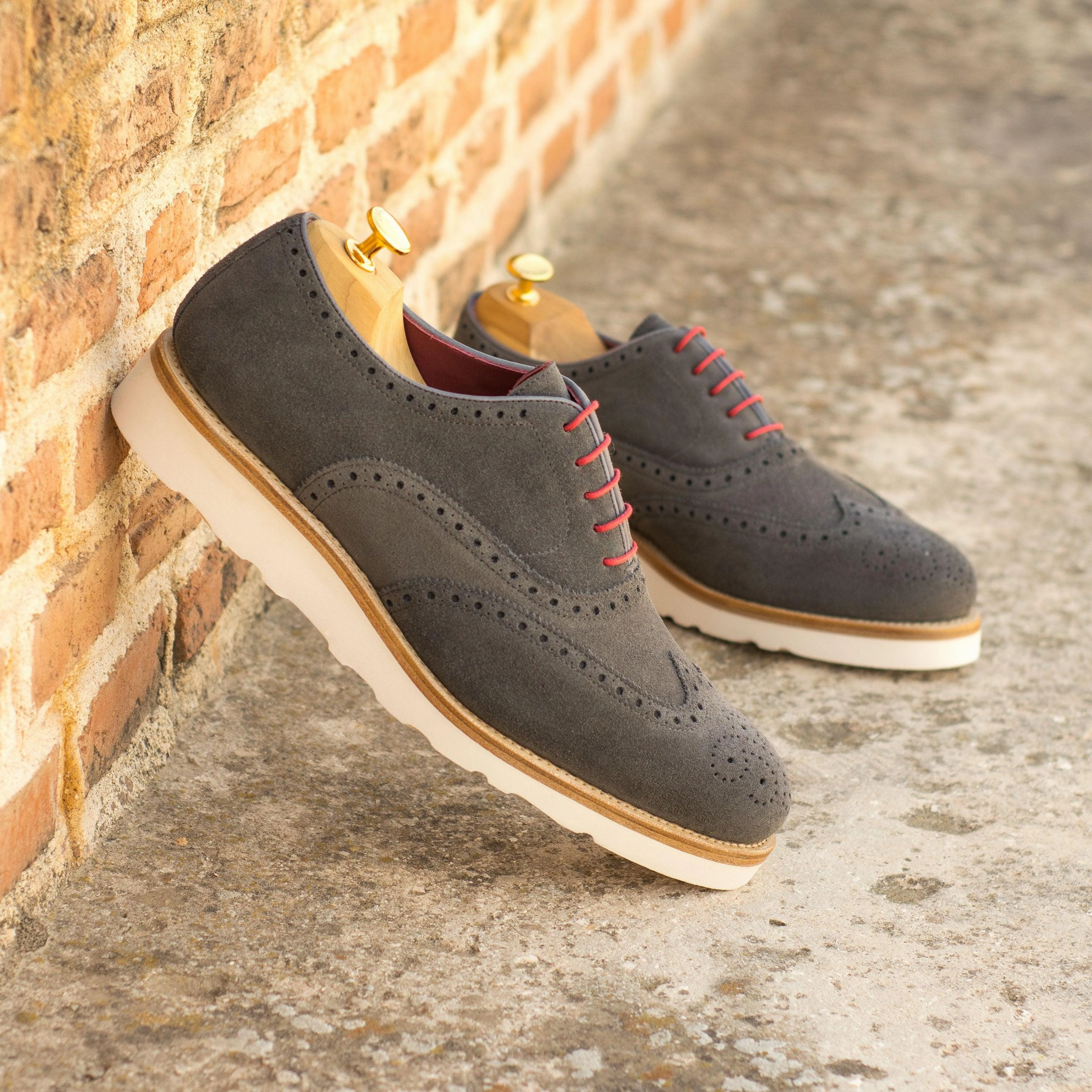 Casual Brogue Shoes Grey Suede Brogue Chelsea Boots Mens