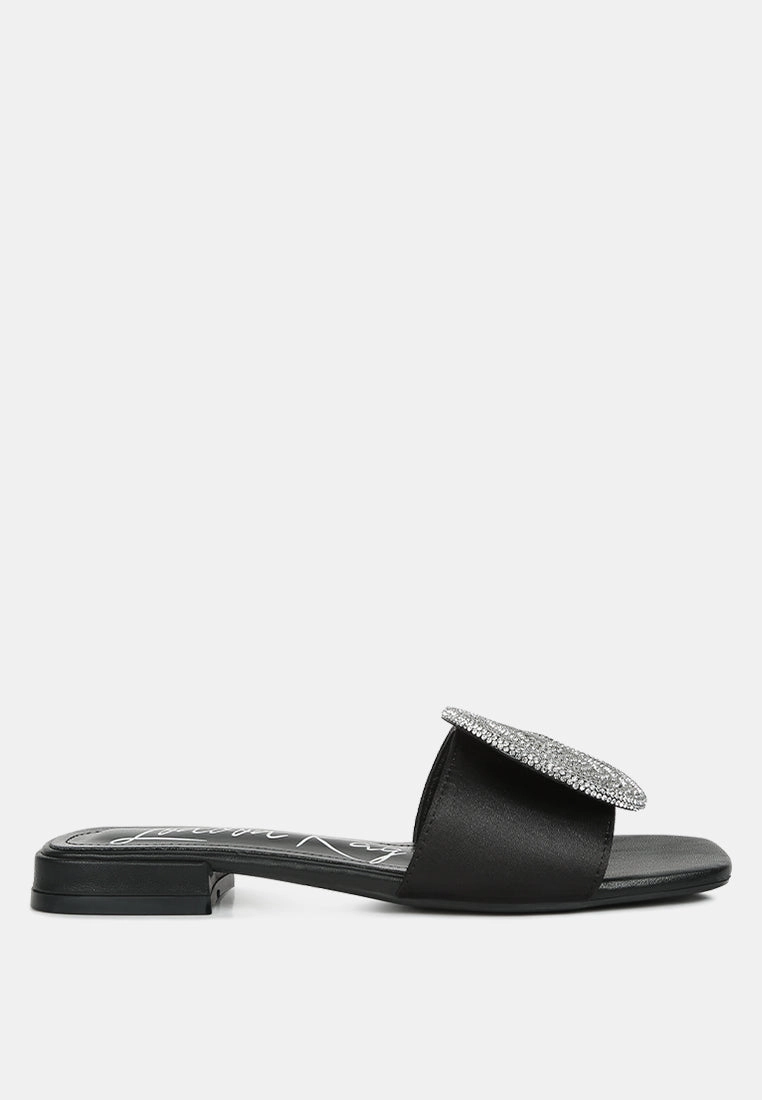 ollilie rhinestones embellished brooch slip on sandals Lace Up High Heel Sandals