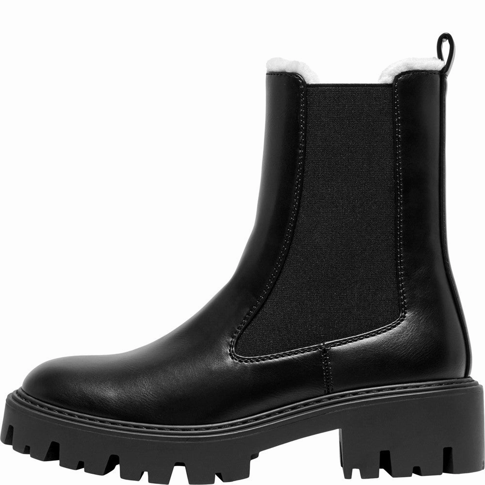 Fur Trim Chelsea Boot ONLY Betty-9 Warm Lined Boots