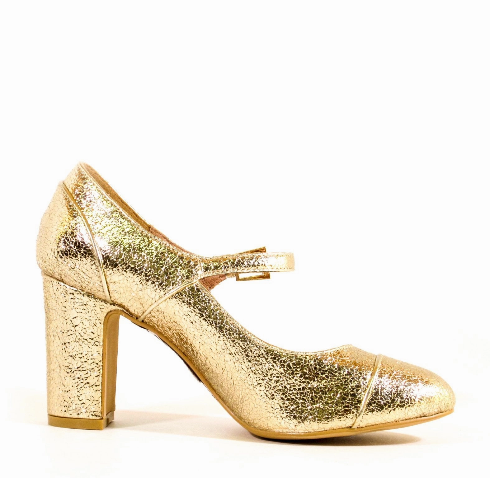 Orlando Gold Mary Jane Heels Trendy High Heel Shoes