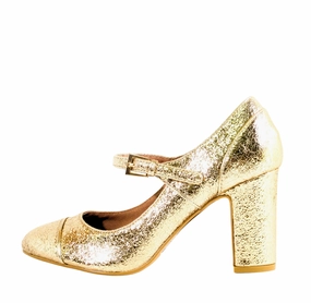 Orlando Gold Mary Jane Heels Stilettos High Heels