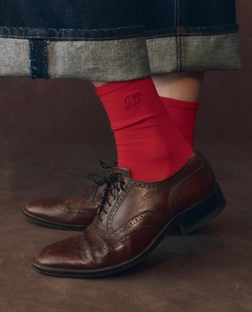 Good Oxford Shoes The Monogrammed Trouser Sock. -- Poppy Red
