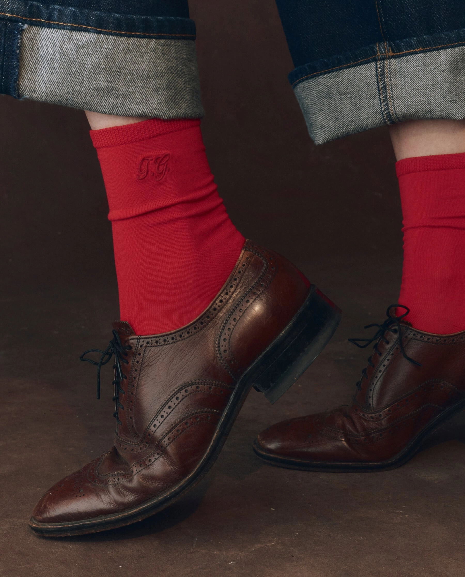 Lace Up Oxfords The Monogrammed Trouser Sock. -- Poppy Red