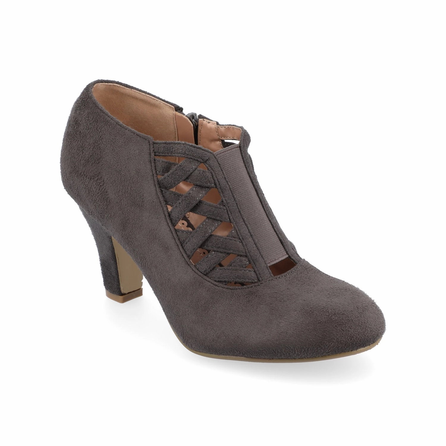 Taupe Oxfords PIPER CONE HEELED BOOTIES IN WIDE