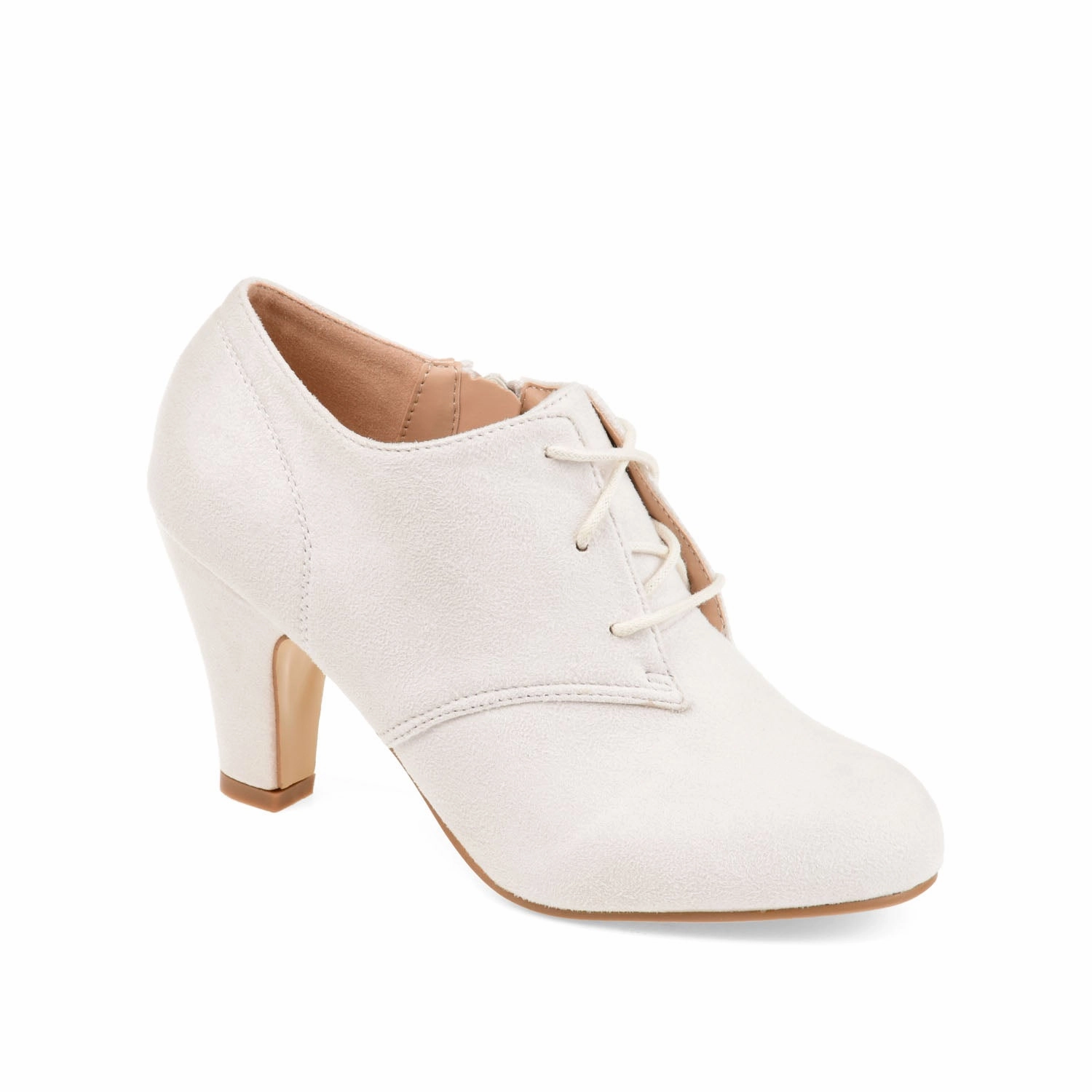 Red And White Saddle Oxfords LEONA LACE-UP BOOTIES IN WIDE