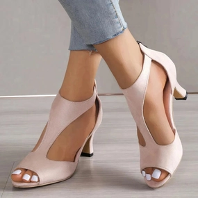 Sienna T-Strap Peep Toe Heeled Sandals Socks With Sandals Meme