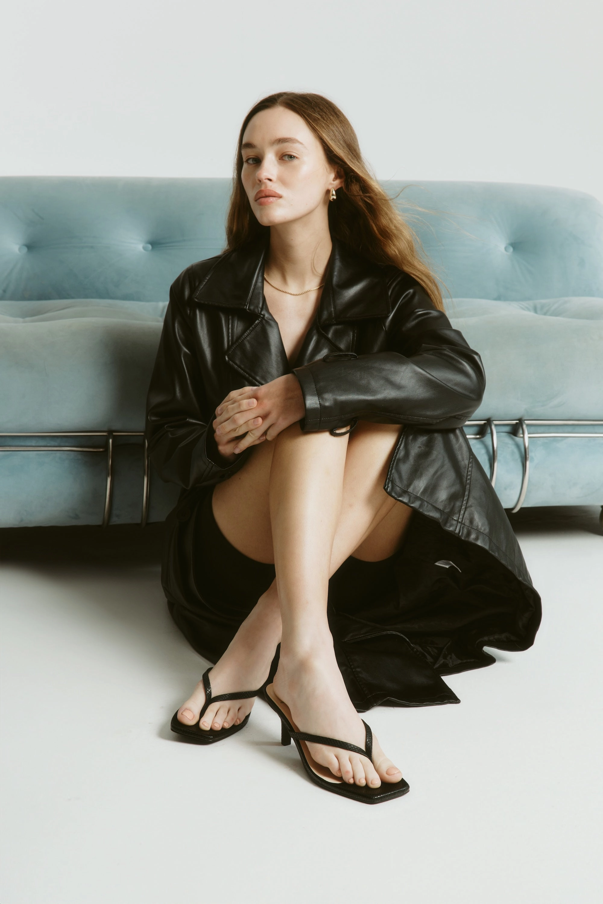 Taytum Heeled Thongs - Black Snake High Heels Ballet Boots