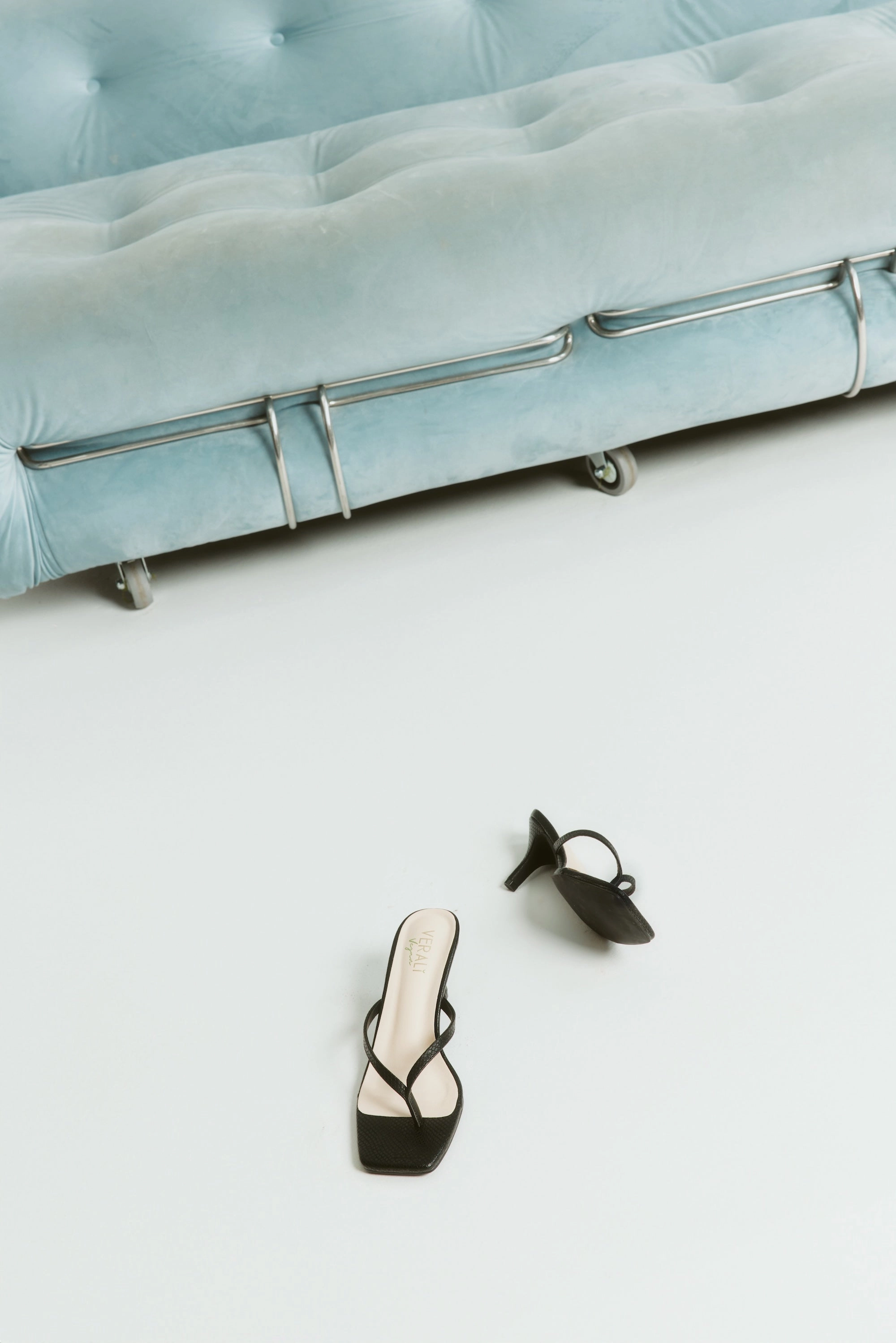 Taytum Heeled Thongs - Black Snake Glass High Heels