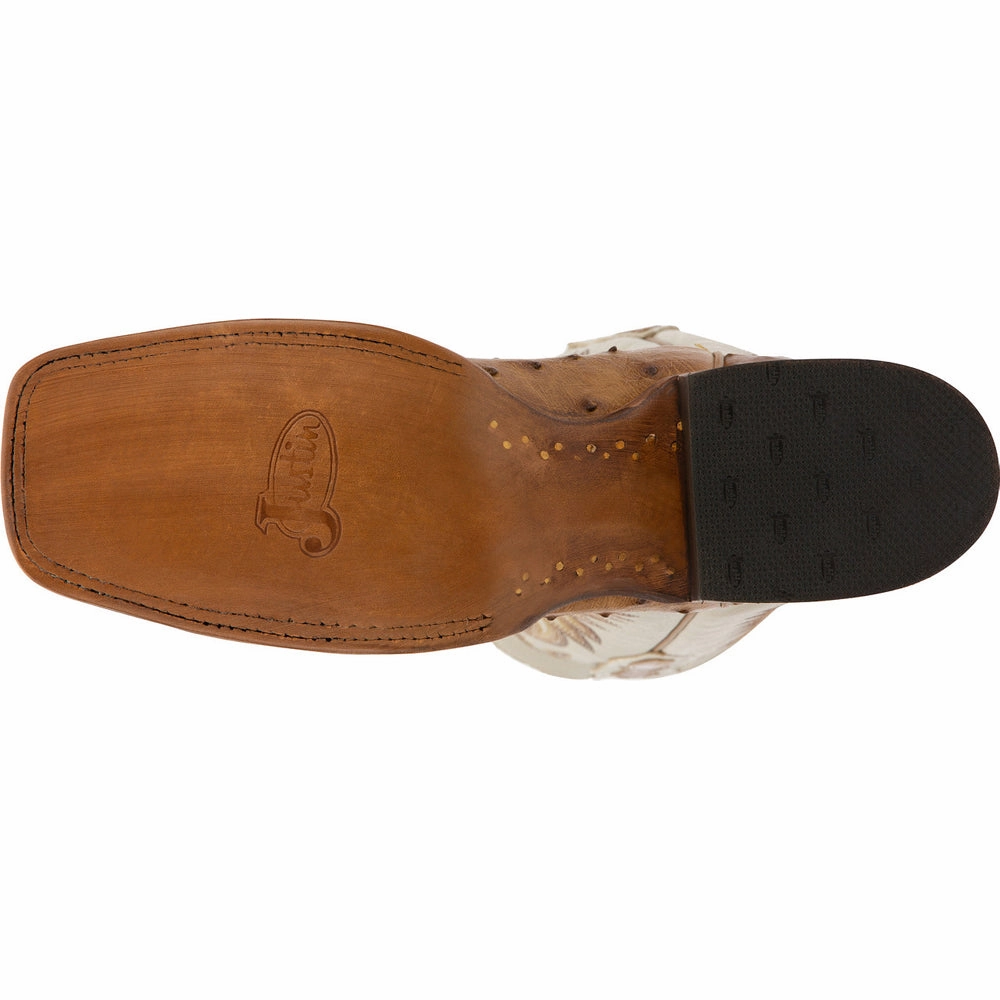 Snake Head Boots Pascoe 13 Inch Full Quill Ostrich Square Toe Cowboy Boots