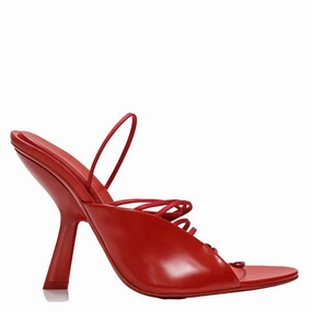 Heeled Metallic Sandals Ferragamo Ladies Red Leather Altaire Ultra Fine Strap Sandals