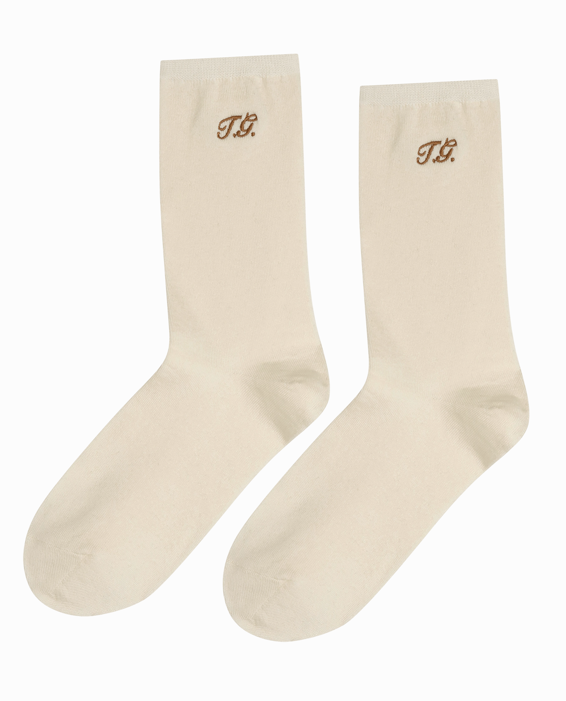 The Monogrammed Trouser Sock. -- Cream Marsell Oxfords