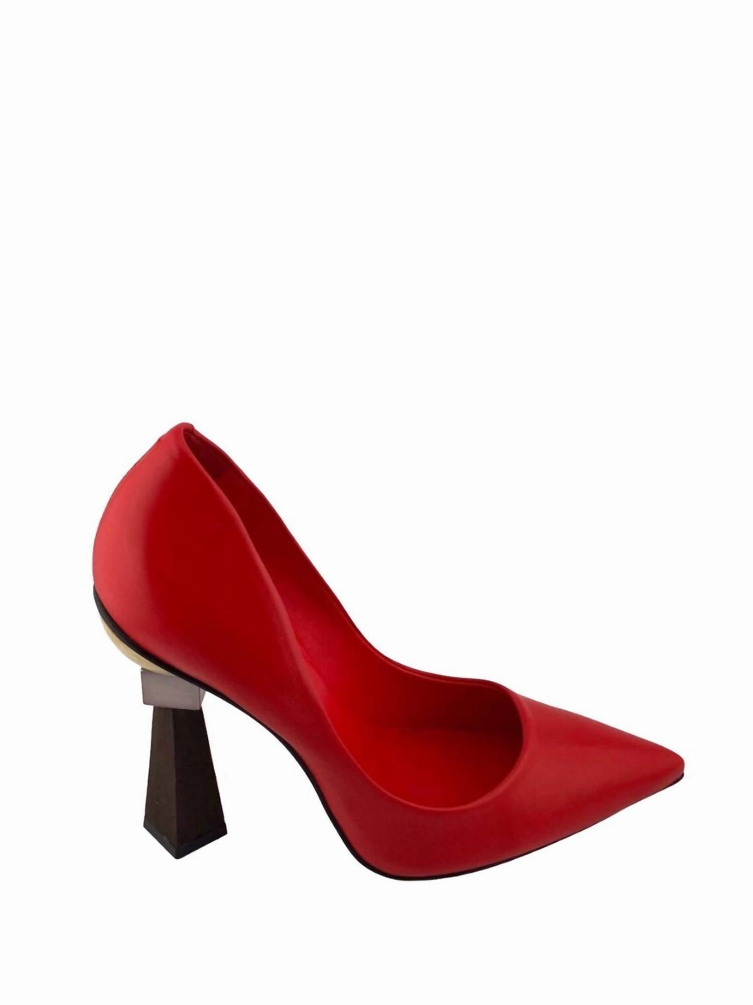 Anna Leather Pump Heels In Red Knee Boots Short Heel