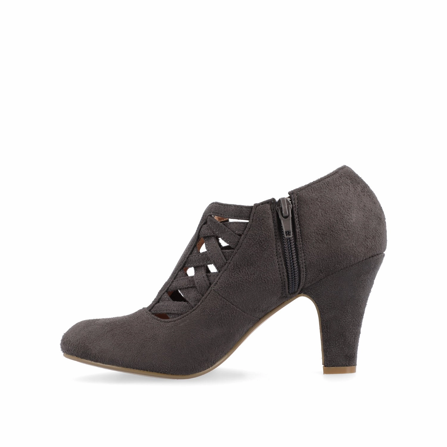 PIPER CONE HEELED BOOTIES IN FAUX SUEDE Black Oxfords Shirt
