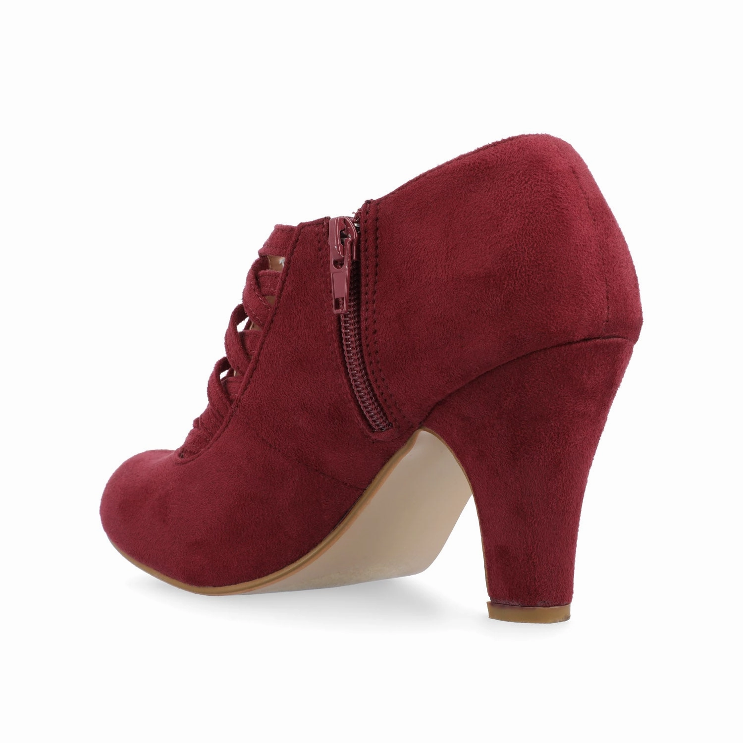 Grand Ambition Postman Oxfords PIPER CONE HEELED BOOTIES IN FAUX SUEDE