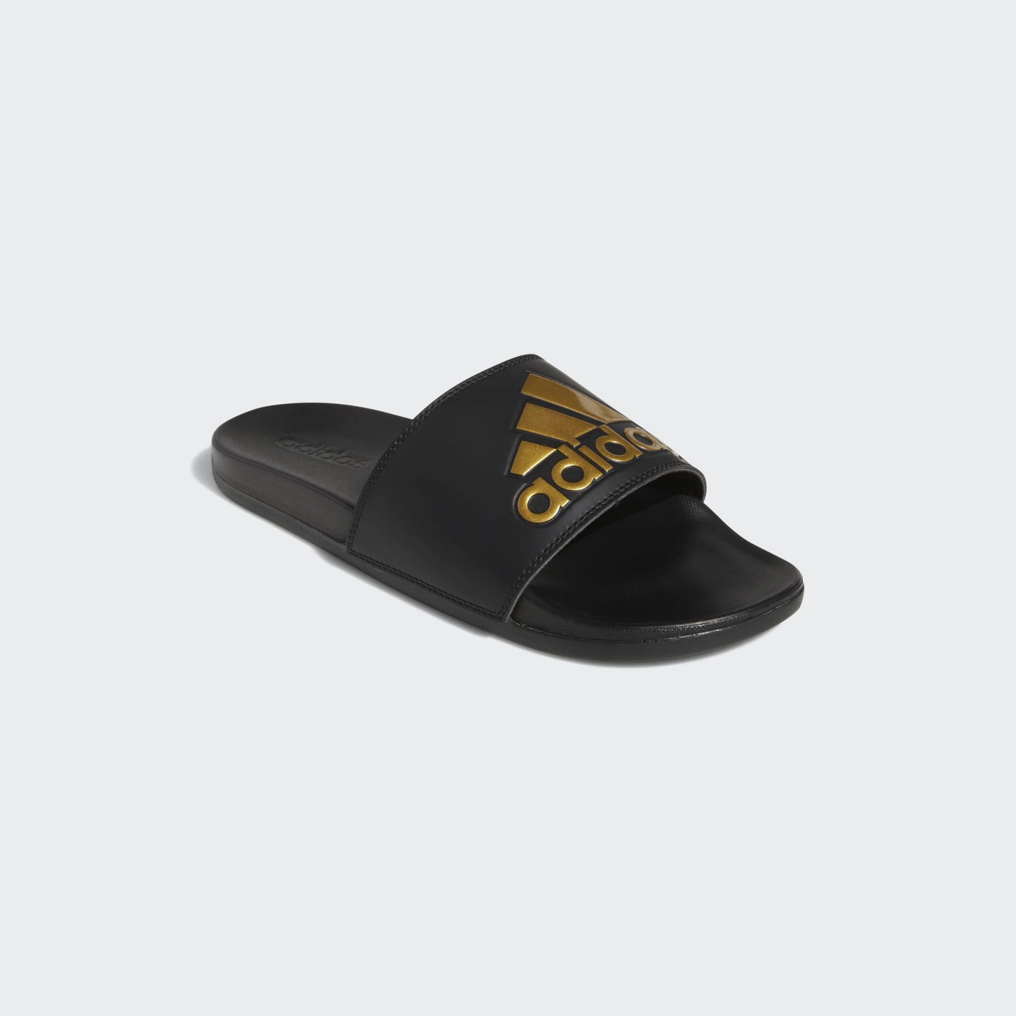 Adidas Unisex Adilette Comfort Black/Gold Slides Slippers Nail Varnish