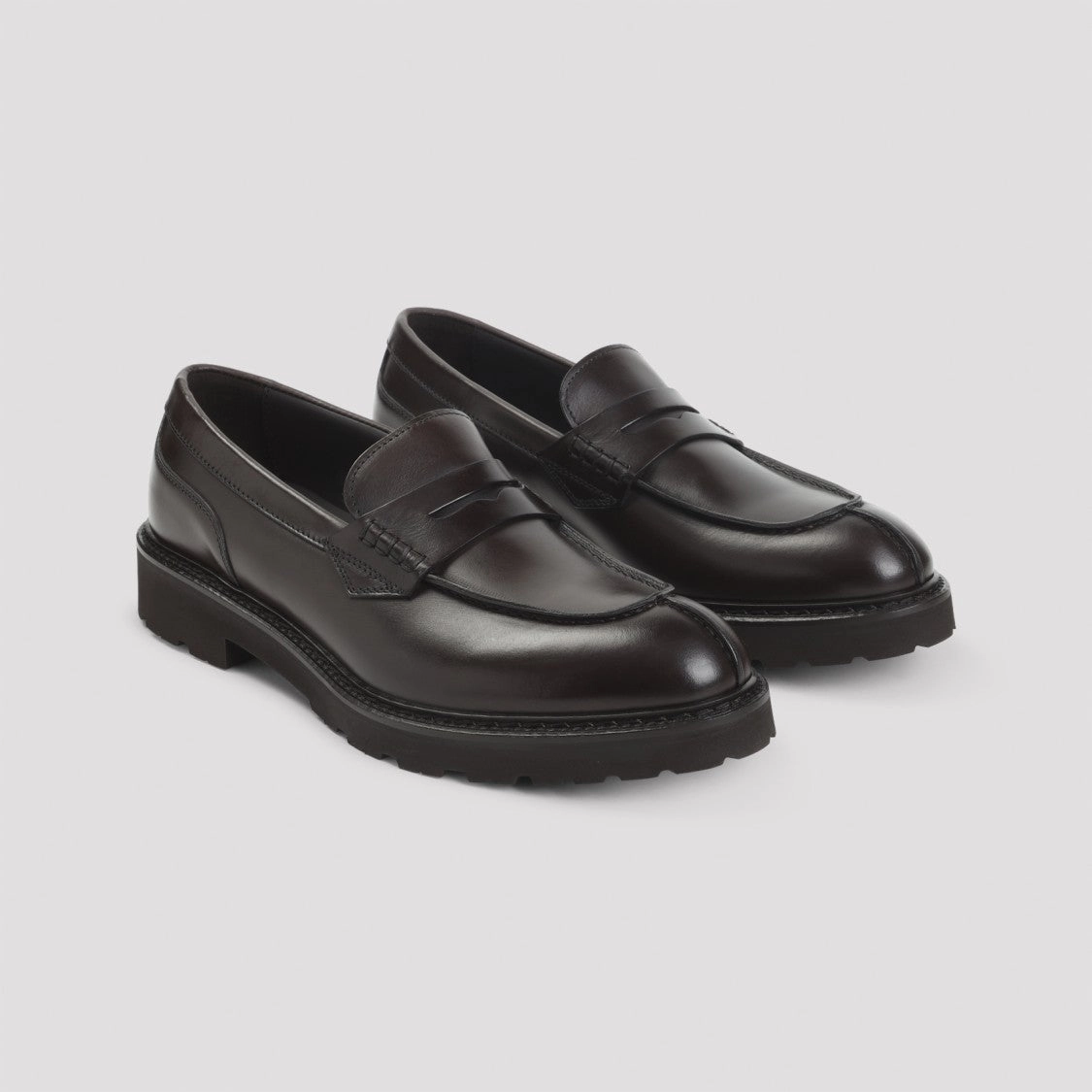 Brown Leather Loafers With Penny Strap Detail Loafers Same As Slippers