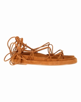 High Heels Sandals Porte & Paire Strappy Sandals in Brown Suede