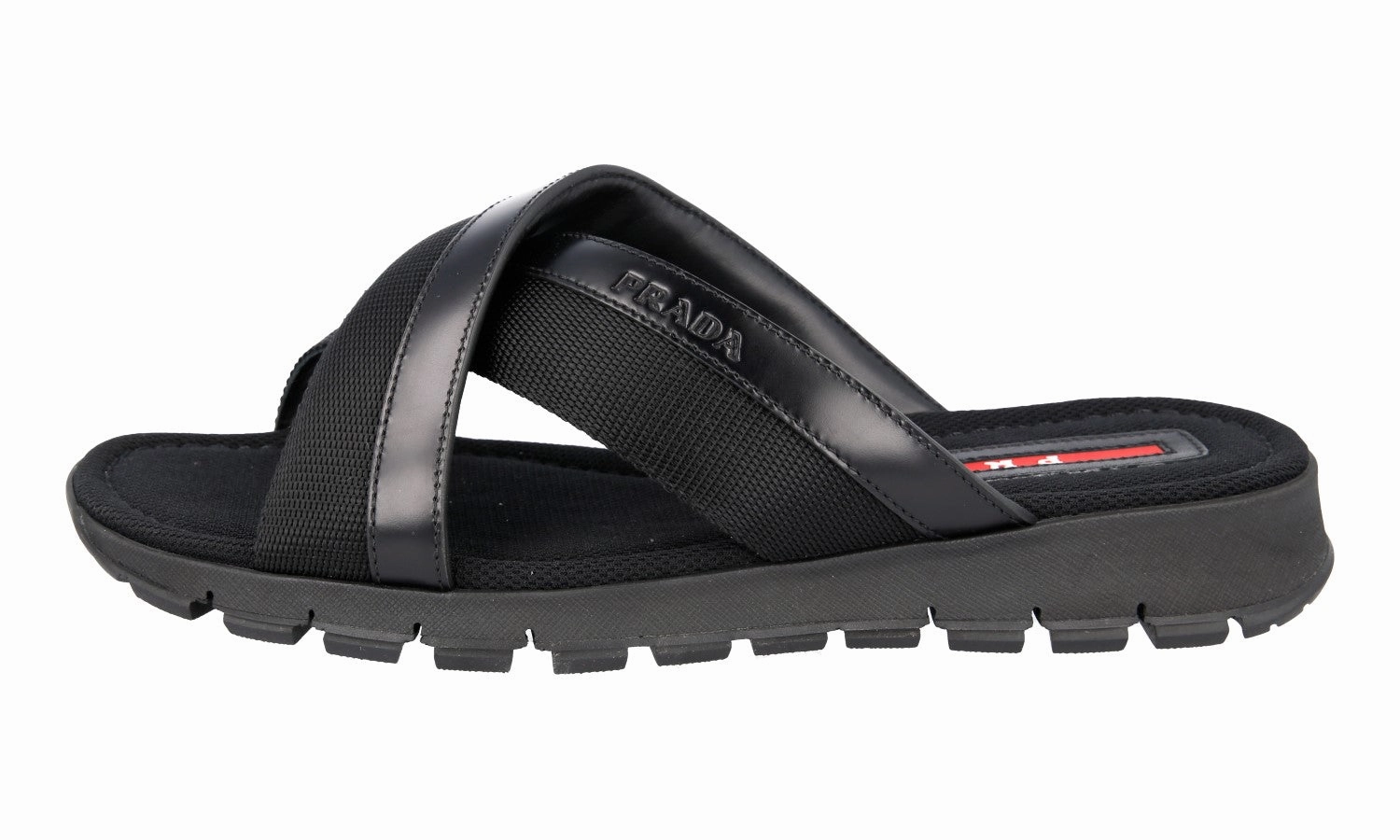 Prada Men's Black Brushed Spazzolato Sandals 4X3251 Zoris Sandals