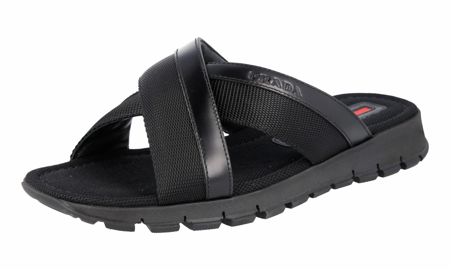 Prada Men's Black Brushed Spazzolato Sandals 4X3251 Sandals Cozumel