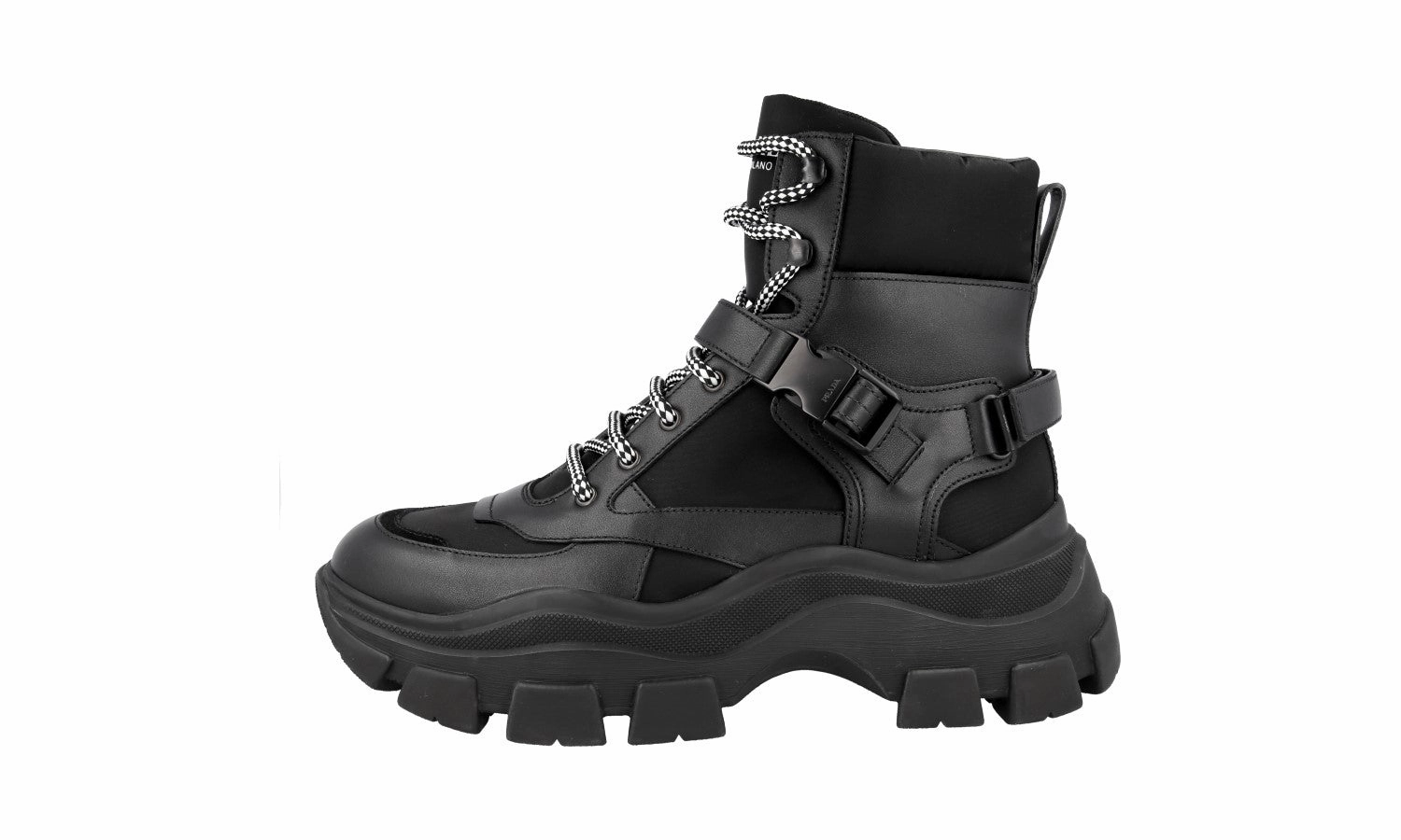 Prada Men's Black Leather Boots 2TE153 Tuff Boots