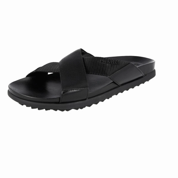 Sandals Ochi Prada Men's Black Leather Crisscross Sandals 4X3210