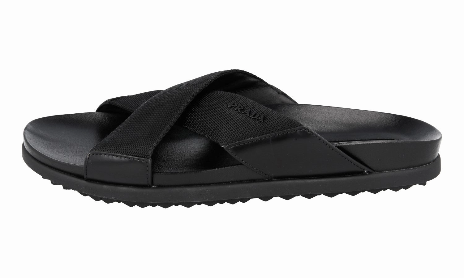 Dior Sandals Prada Men's Black Leather Crisscross Sandals 4X3210