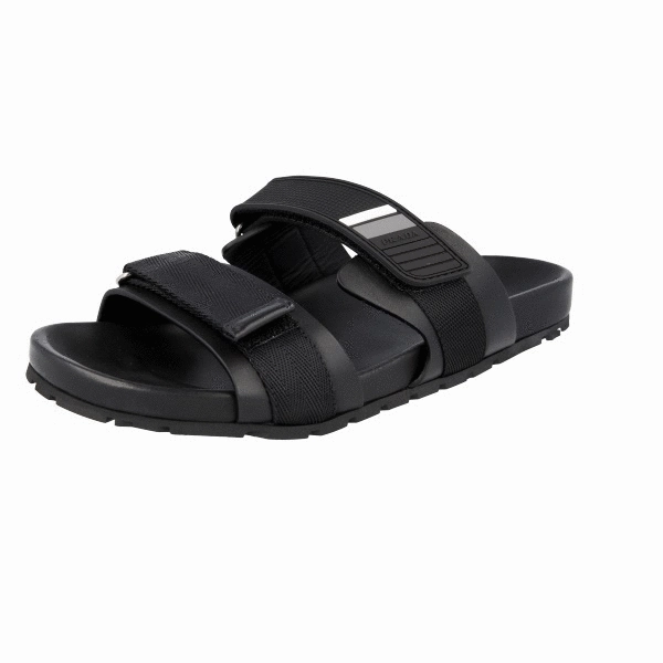Prada Men's Black Leather Sandals 2X3002 Infant Sandals