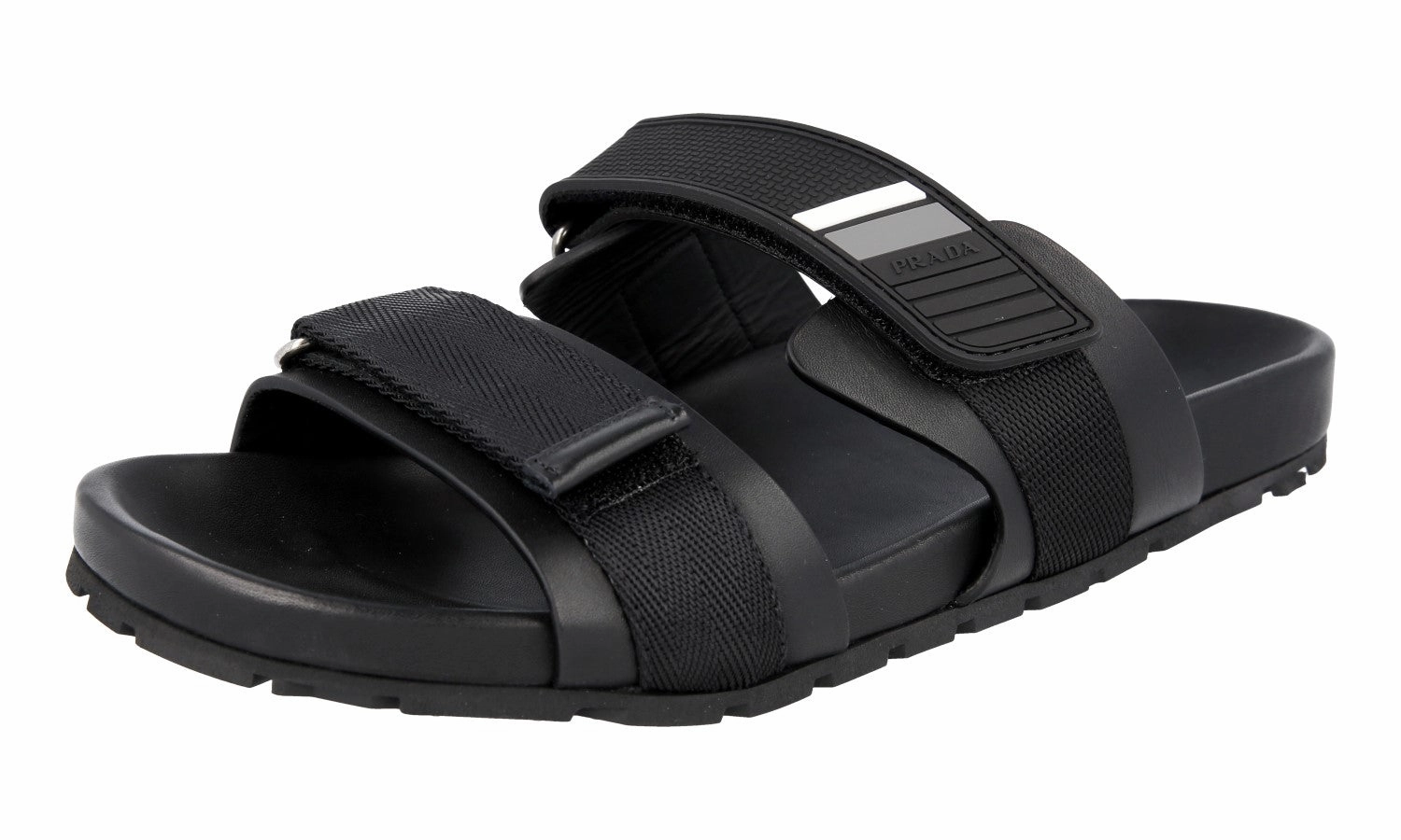 Prada Men's Black Leather Sandals 2X3002 Sandals In Montego Bay