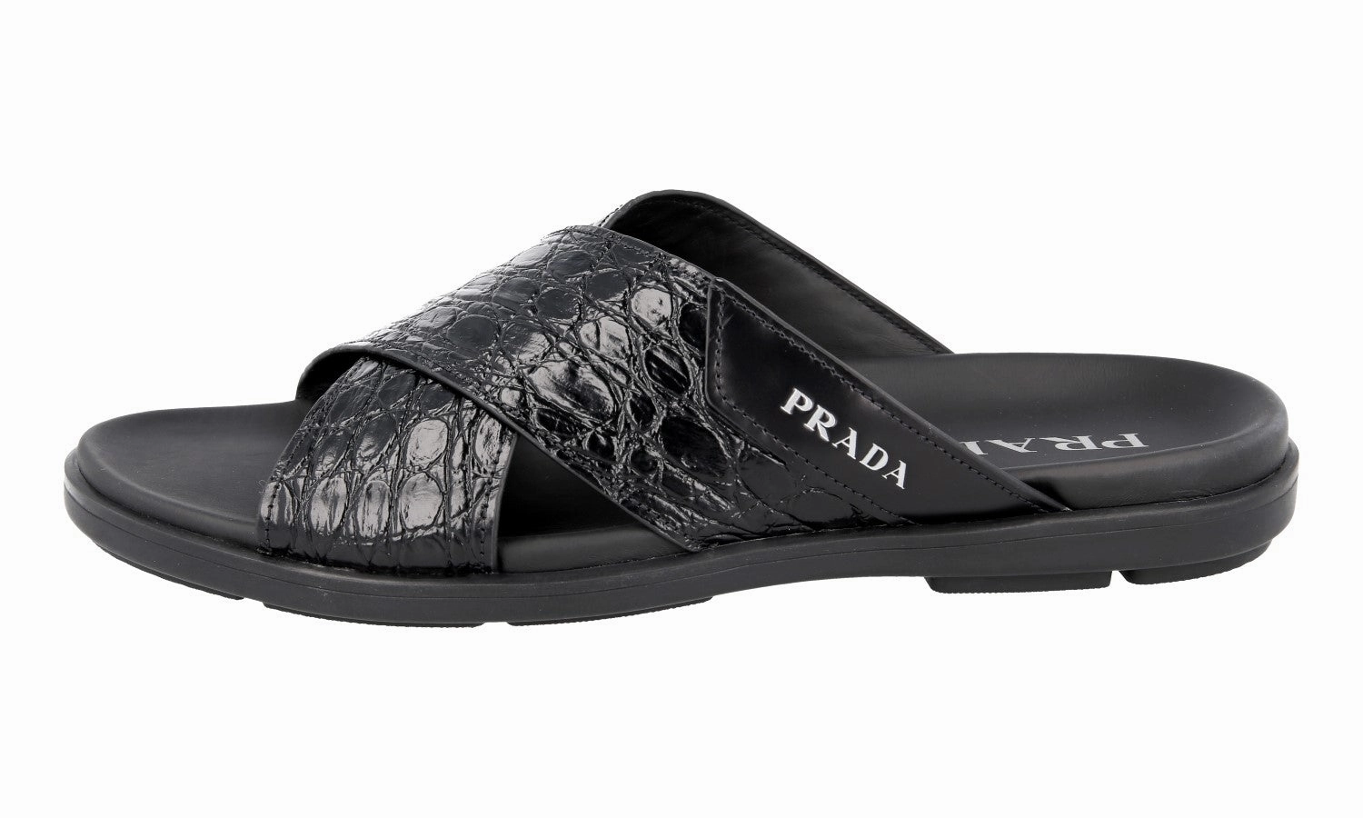 Prada Men's Black Leather Sandals 2X3058 Sandals That Are Good For Your Feet