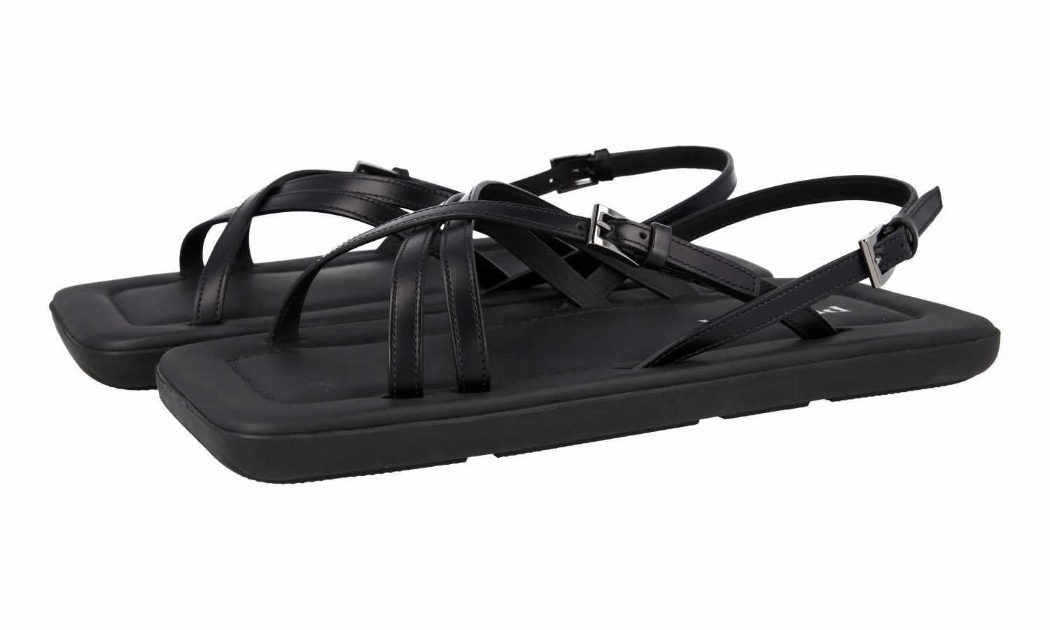 Comfortable Dressy Sandals Prada Men's Black Leather Sandals 2X3075