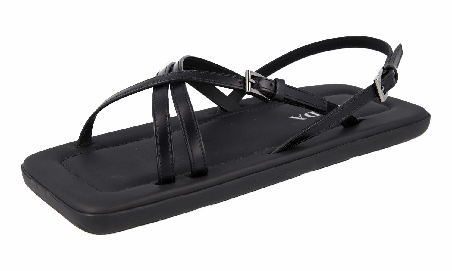 Prada Men's Black Leather Sandals 2X3075 Toga Pulla Sandals