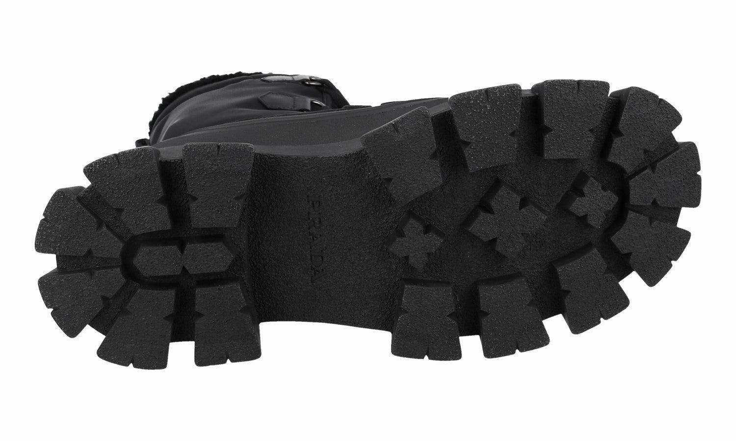 Prada Men's Black Monolith Shearling Boots 2UE015 Work Boots For Flat Feet