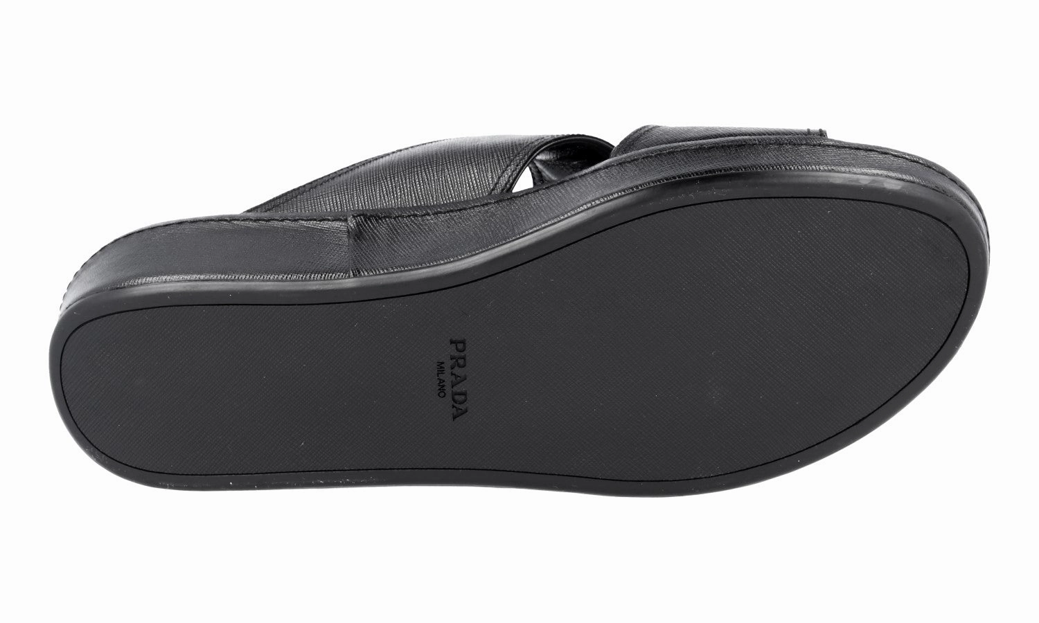 Prada Men's Black Saffiano Leather Sandals 2X2938 Light Green Sandals